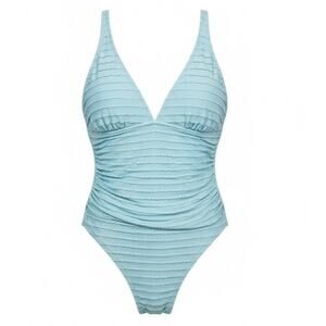 Draper James Light Blue Textured One Piece Swimsuit XL Resort Vacation Pool